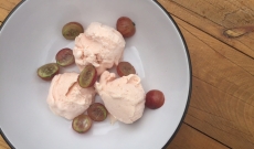 scoops at the ready for gooseberry ice-cream